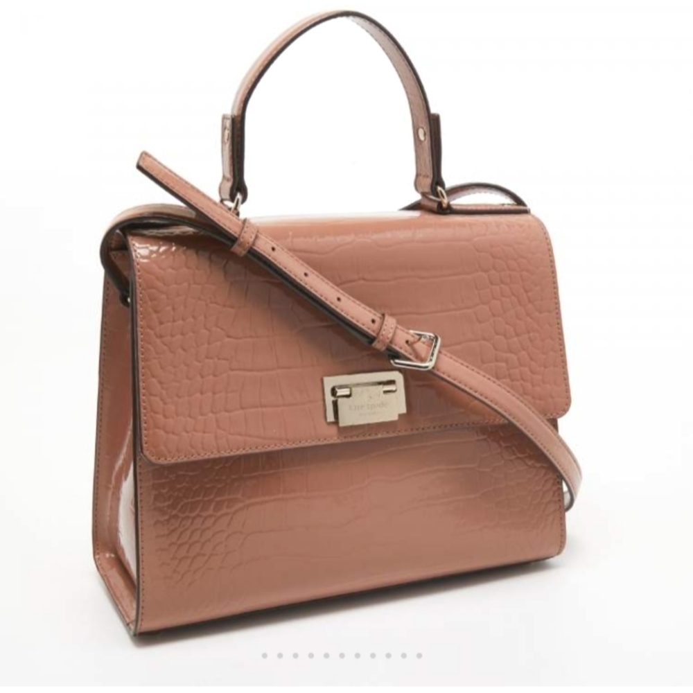 ♠️ Kate Spade New York Knightsbridge Croco Leather Doris Satchel, Rose Water